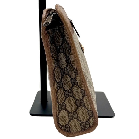 GUCCI GG Supreme Clutch Bag Purse Beige Brown Monogram Gold Hardware - Picture 3 of 15